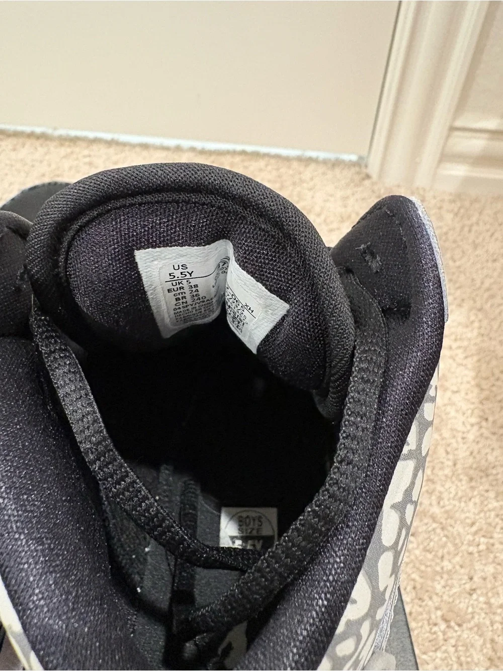 Jordan Kids' Black & Gray High-Top Sneakers with Elephant Print